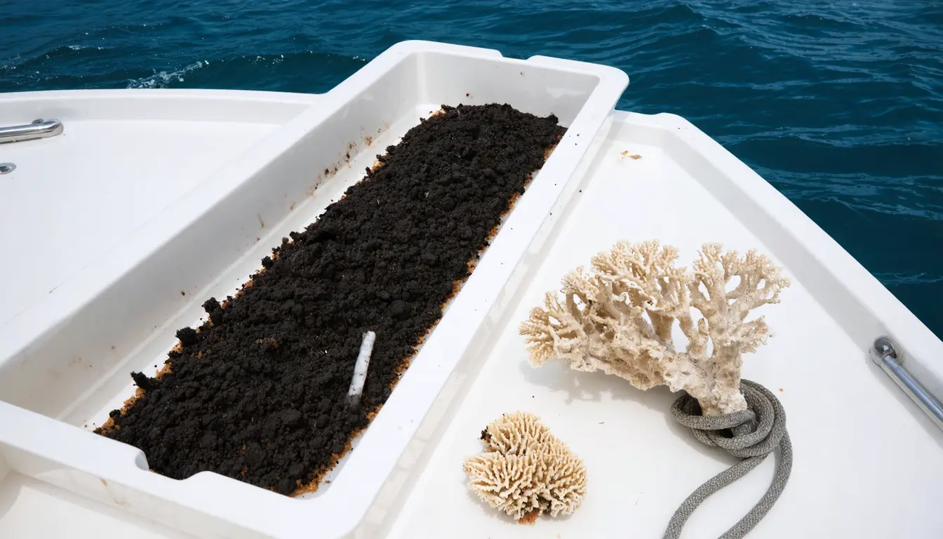 Illustration accompanying Drowned peat platforms off Mozambique shelter reef-like marine life with no living coral