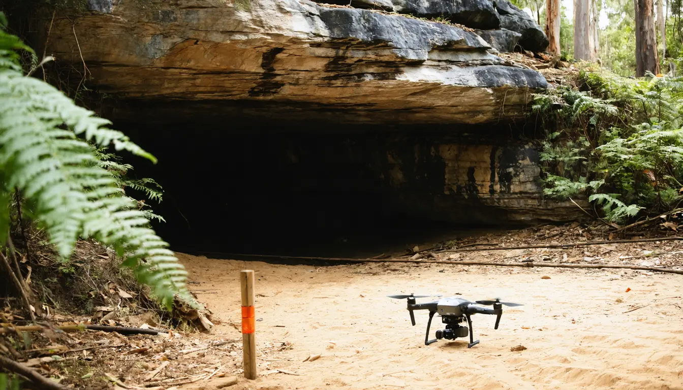 Illustration accompanying Three unregistered Aboriginal rock shelters turn up in the Blue Mountains after a LiDAR drone survey