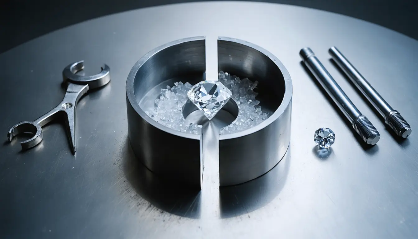 Illustration accompanying CEA physicists find a third superionic ice phase in a diamond anvil cell
