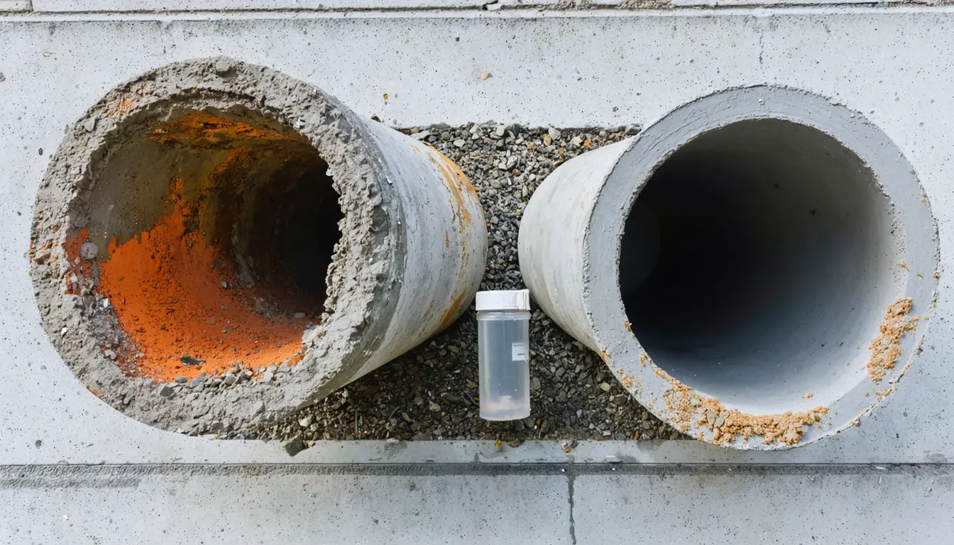 Illustration accompanying Wastewater DNA from Desulfobulbus bacteria improves a model that flags corroded sewer pipes